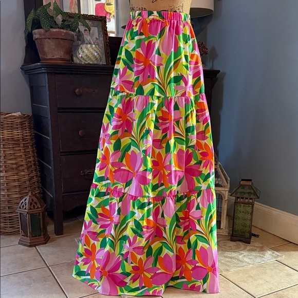 Flying Tomato Weekend in Napa Poplin Multicolored Floral Print A-Line Skirt - Picture 4 of 13